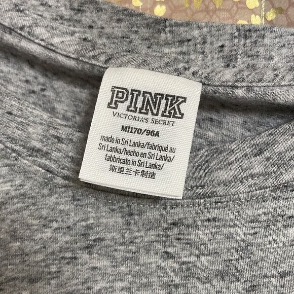 PINK Victoria’s Secret campus long sleeve, gray/rose with silver sequin bling M - Picture 3 of 4